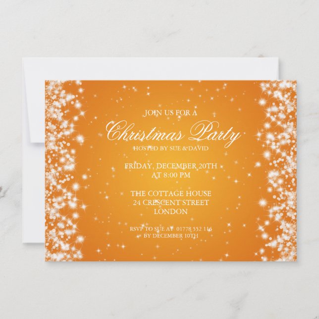 Elegant Party Sparkle Orange Invitation (Front)