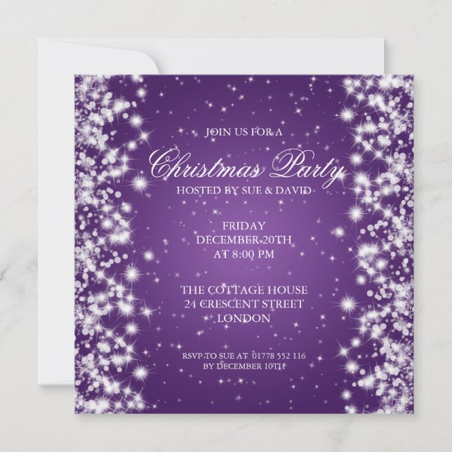 Elegant Party Sparkle Purple Invitation (Front)
