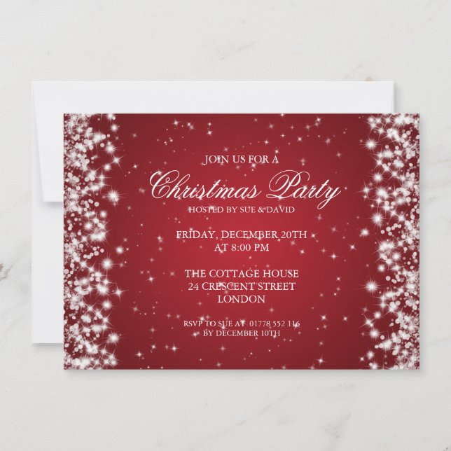 Elegant Party Sparkle Red Invitation (Front)