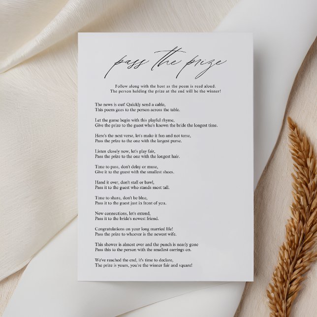 Elegant Pass the Prize Bridal Shower Game Card (Creator Uploaded)