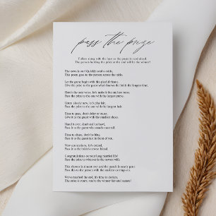 Elegant Pass the Prize Bridal Shower Game Card