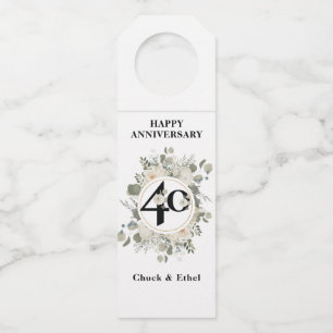 Elegant Pastel 40th ANNIVERSARY Bottle Hanger Tag