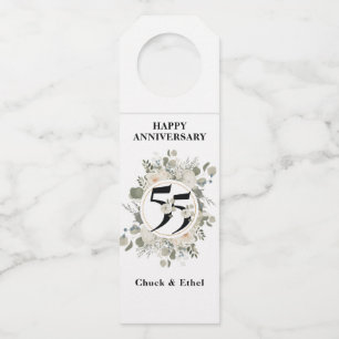 Elegant Pastel 55th ANNIVERSARY Bottle Hanger Tag