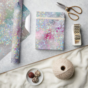 Elegant Pastel Alcohol Ink Holographic Glitter Wrapping Paper