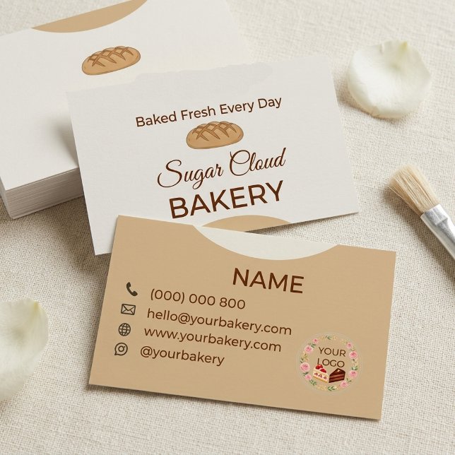 Elegant Pastel Bakery Sugar Cloud Bakery Business Card (Creator Uploaded)