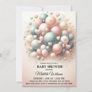 Elegant Pastel Balloon Bonanza Baby Shower Invitation
