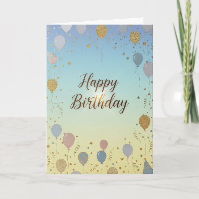 Elegant Pastel Balloons – Happy Birthday Card (Front)