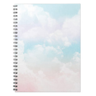 Elegant pastel blue and pink heavenly clouds notebook