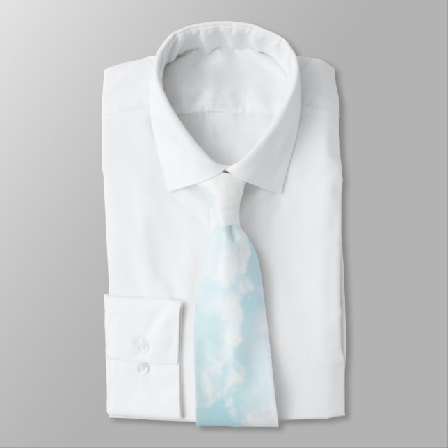 Elegant pastel blue and pink heavenly clouds tie (Tied)