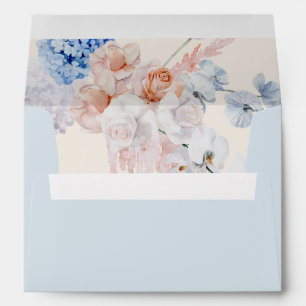 Elegant Pastel Blue Beige Arch Flowers Wedding  Envelope