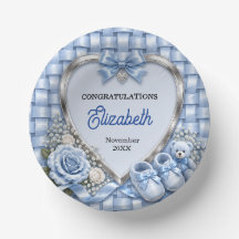 Elegant Pastel Blue Bow Boy Baby Shower