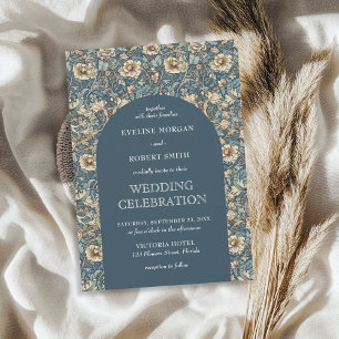 Elegant pastel blue ivory floral Art Nouveau Invitation