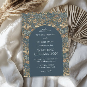 Elegant pastel blue ivory floral Art Nouveau Invitation