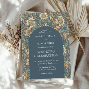 Elegant pastel blue ivory floral Art Nouveau Invitation