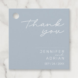 Elegant Pastel Blue Minimal Thank You Wedding Favour Tags