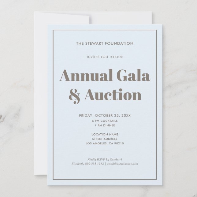 Elegant Pastel Blue Minimalist Business Event Invitation (Front)