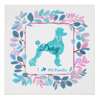 Elegant Pastel Blue Poodle Poster | Personalised