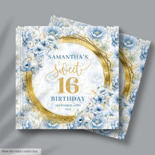Elegant Pastel Blue Sweet Sixteen Guest Sign In  Guest Book