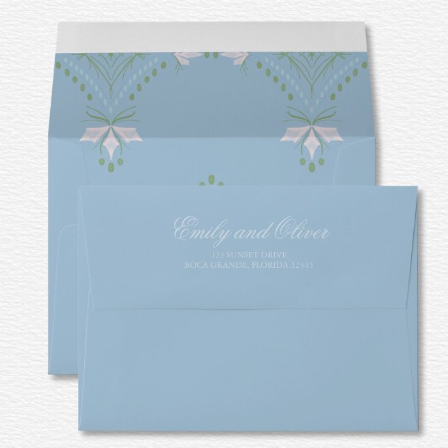 Elegant Pastel Blue Tone On Tone Diamond Wedding  Envelope (Creator Uploaded)