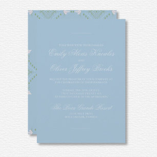 Elegant Pastel Blue Tone On Tone Diamond Wedding  Invitation