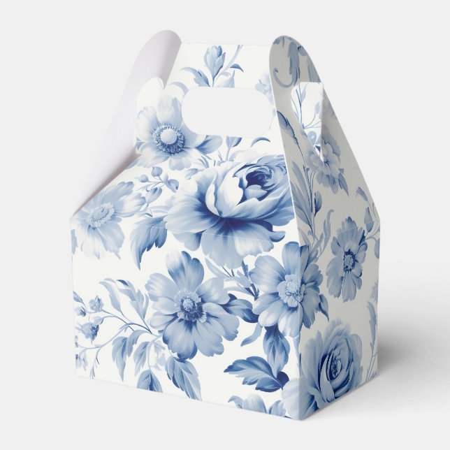 Elegant Pastel Blue Watercolor Roses Favour Box (Front Side)