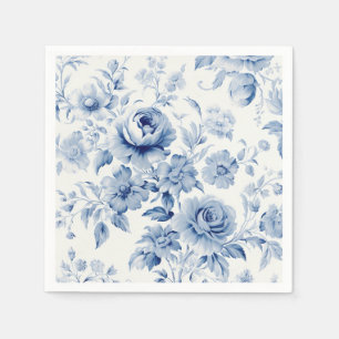 Elegant Pastel Blue Watercolor Roses Napkin