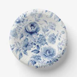 Elegant Pastel Blue Watercolor Roses Paper Plate