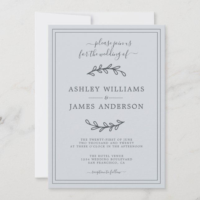 Elegant Pastel Blue Wedding invitation (Front)