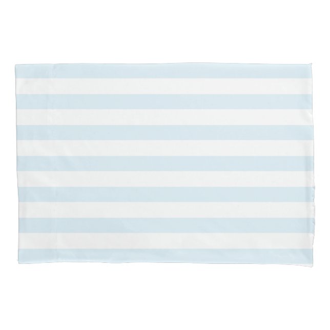 Elegant Pastel Blue & White Stripes Pattern Pillowcase (Front-Left)