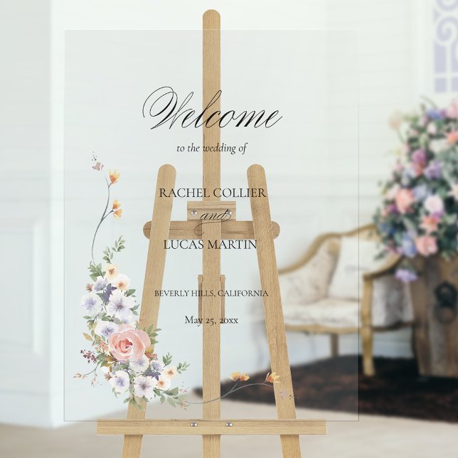 Elegant Pastel Boho Floral Calligraphy Acrylic Sign (Creator Uploaded)