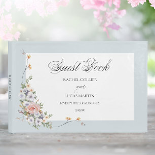 Elegant Pastel Boho Floral Calligraphy Guest Book