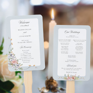 Elegant Pastel Boho Floral Calligraphy Hand Fan