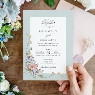 Elegant Pastel Boho Floral Calligraphy Invitation
