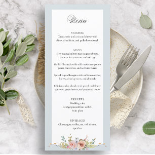 Elegant Pastel Boho Floral Calligraphy Menu