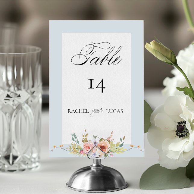 Elegant Pastel Boho Floral Calligraphy Table Number (Creator Uploaded)