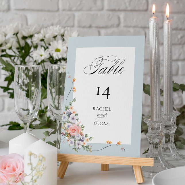 Elegant Pastel Boho Floral Calligraphy Table Number (Creator Uploaded)