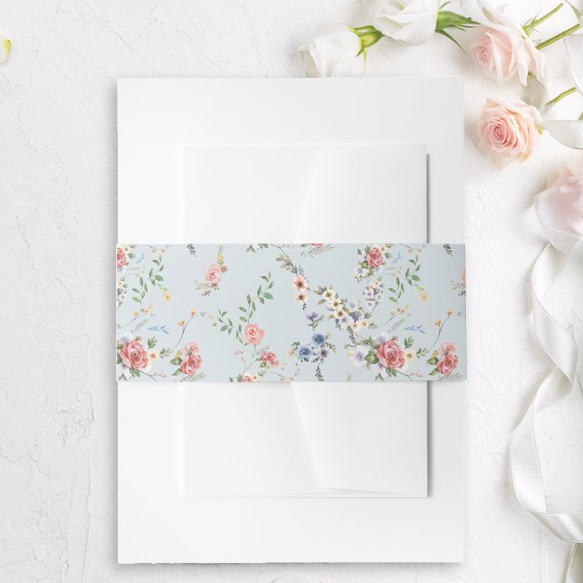Elegant Pastel Boho Watercolor Floral Invitation Belly Band (Creator Uploaded)