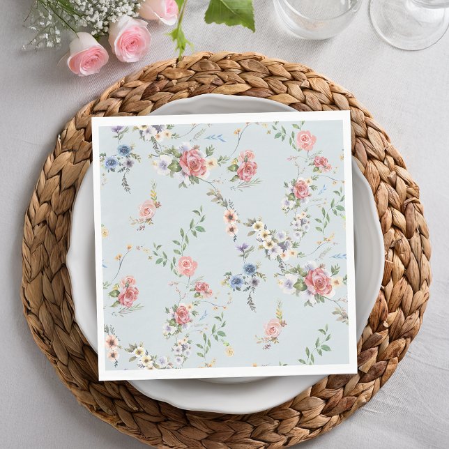 Elegant Pastel Boho Watercolor Floral Napkin (Creator Uploaded)