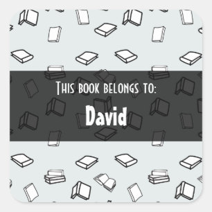 Elegant Pastel Books Pattern Personalised  Square Sticker