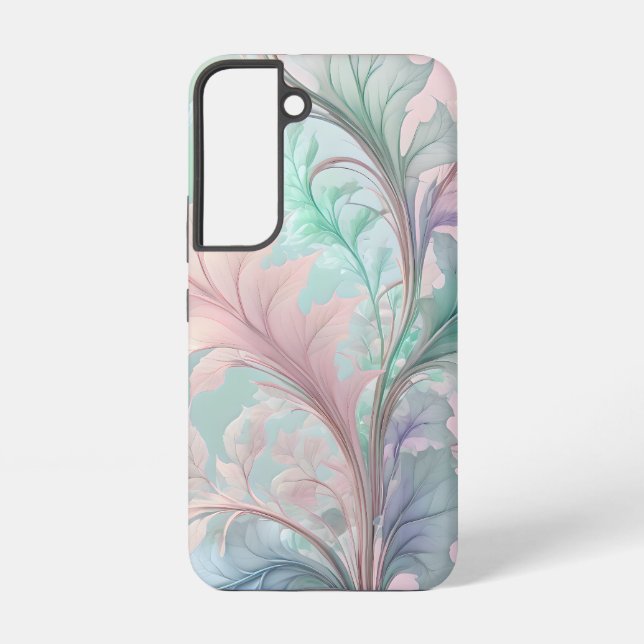 Elegant Pastel Botanical Art – Soft Leaf Design in Samsung Galaxy S22 Case (Back)
