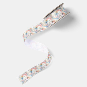 Elegant Pastel Botanical Watercolor Satin Ribbon