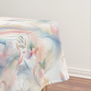 Elegant Pastel Botanical Watercolor Tablecloth