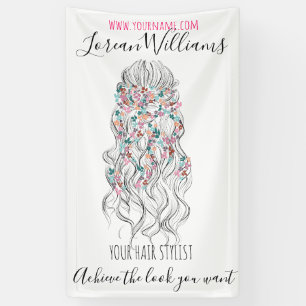 Elegant Pastel Bride Wavy Hair Styling Floral Banner