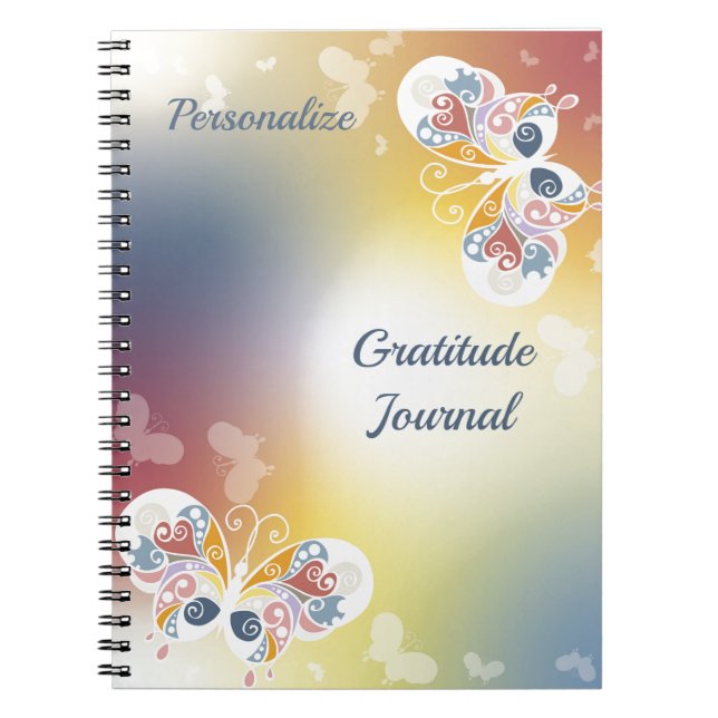 Elegant Pastel Butterflies Gratitude Personalised  Notebook (Front)