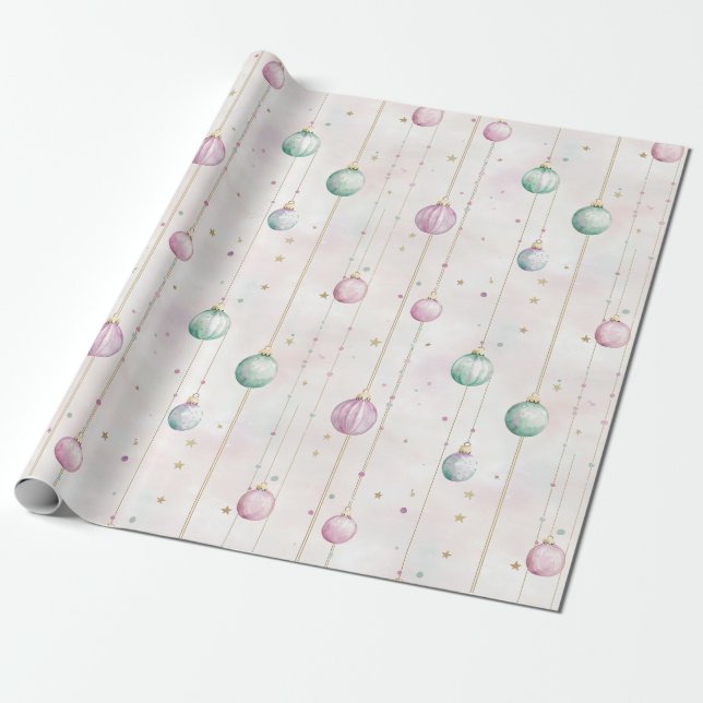 Elegant Pastel Christmas Wrapping Paper (Unrolled)