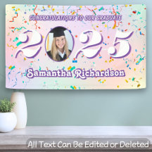 Elegant Pastel Class of 2025 Confetti Name Photo