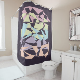 elegant pastel color block geometric triangles shower curtain