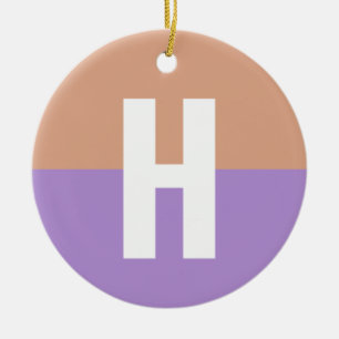 Elegant Pastel Colorblock Monogram Initial Letter Ceramic Tree Decoration