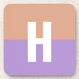 Elegant Pastel Colorblock Monogram Initial Letter Coaster