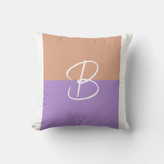 Elegant Pastel Colorblock Monogram Initial Letter Cushion